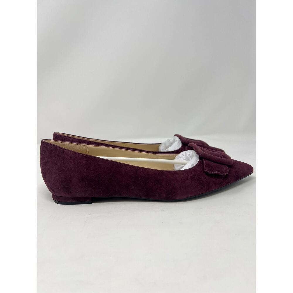 Nine West Women's 9.5M Jesike Burgundy Suede Buckle Flats - Picture 2 of 9